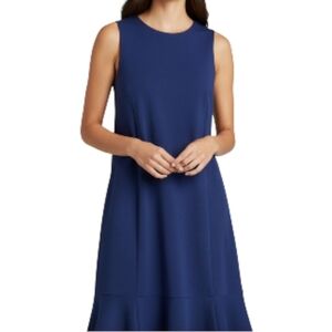 ​Margaret M Blue Ponte Ruffle Hem Sleeveless Dress 1X Made in Canada